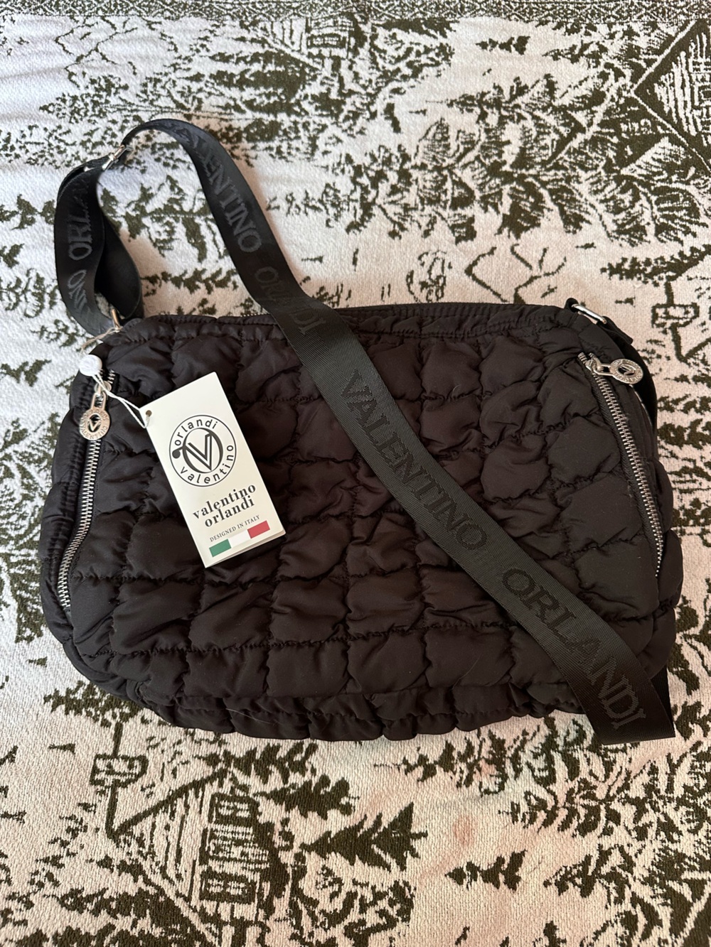 Valentino Orlandi Black Quilted Nylon Crossbody